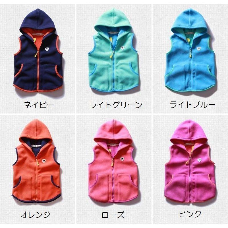 子供用ジップアップパーカー フリースパーカー 袖なし パーカー フード付き ジッパー ファスナー チャック ベスト パイピング加工 刺繍入り ポケット プラスナオ Paypayモール店 通販 Paypayモール
