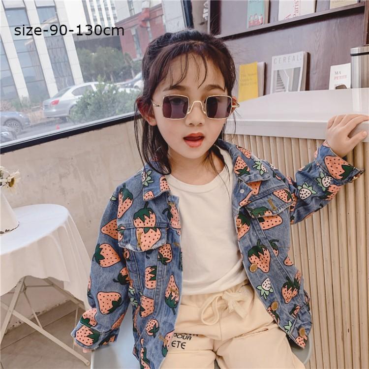 デニムジャケット キッズ アウター トップス Gジャン かわいい イチゴ
