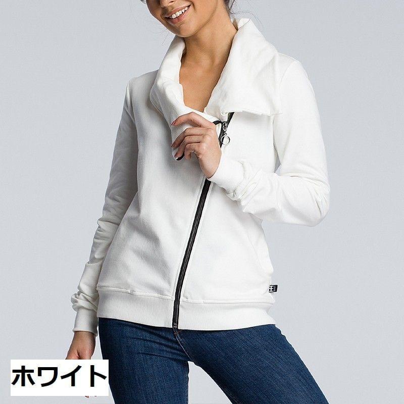 plusnao ブルゾン ジャンパー 長袖 サイドウェイカラー ジップ