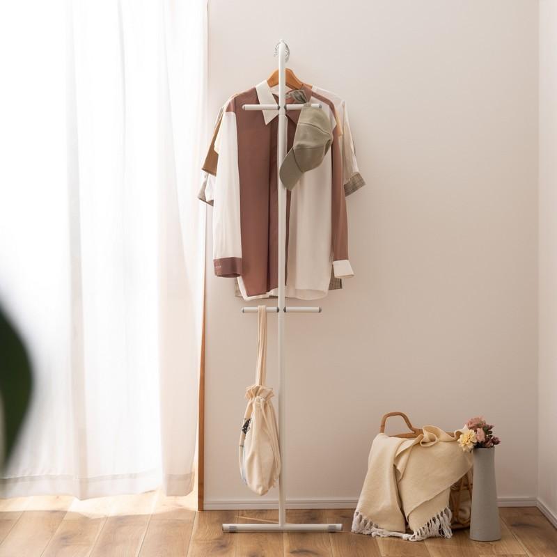 plusnao ハンガーポール ハンガーラック コート掛け 洋服掛け 衣類収納
