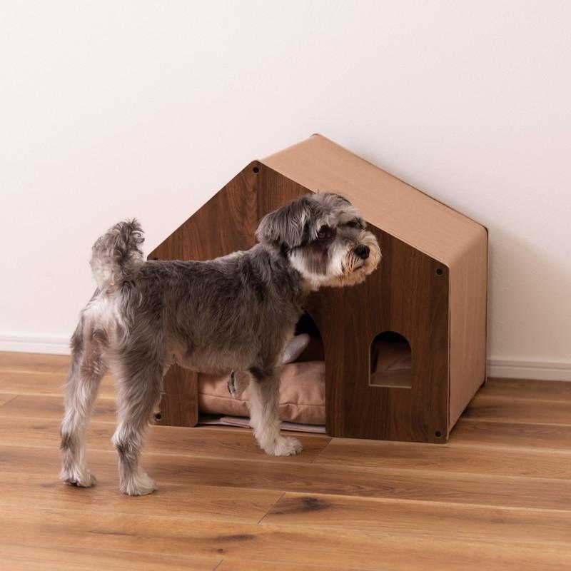 ペットハウス ベッド 室内用 おうち型 屋根付き 木目 ナチュラル 犬