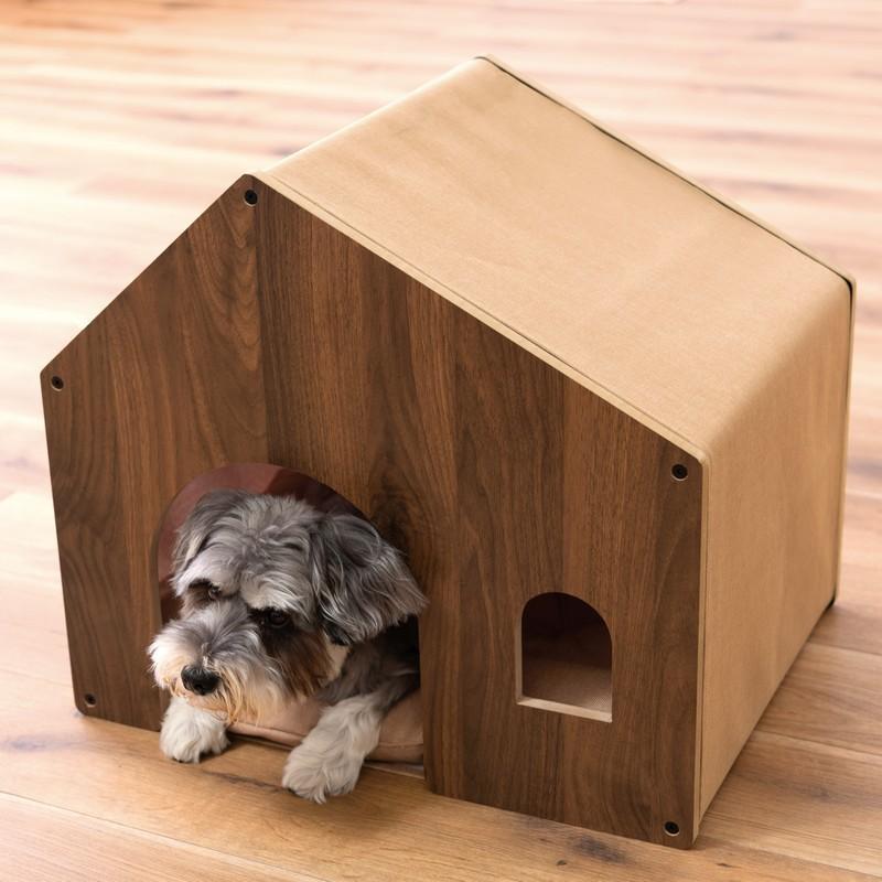 ペットハウス ベッド 室内用 おうち型 屋根付き 木目 ナチュラル 犬