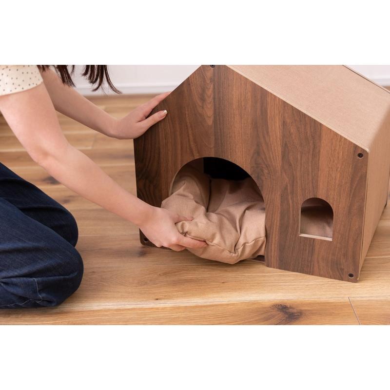 ペットハウス ベッド 室内用 おうち型 屋根付き 木目 ナチュラル 犬