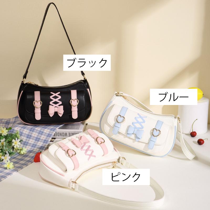 plusnao ショルダーバッグ レディース 三日月 ムーン型 リボン