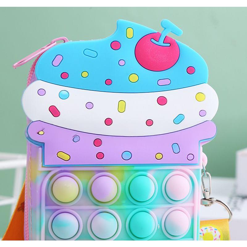 ポシェット ミニショルダーバッグ ポーチ キッズ 女の子 子供 プッシュポップ ポップイット バブル ソフトクリーム カラフル | plusnao | 03