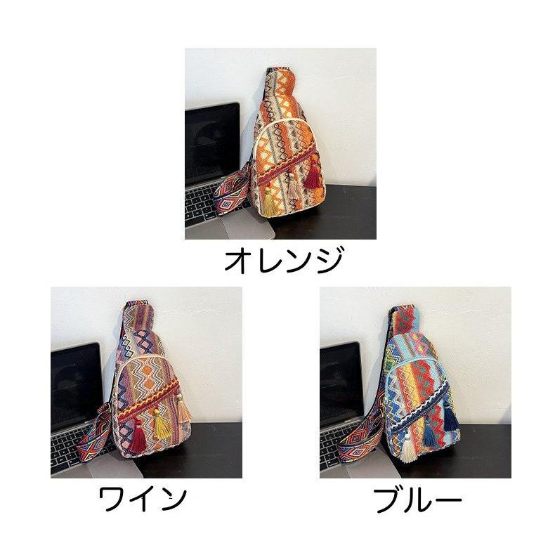 ボディバッグ クロスバッグ レディース バッグ タッセル 総柄