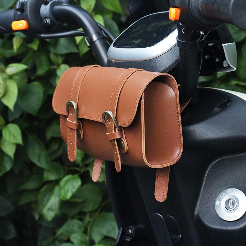 フロントバッグ 自転車用 サイクルバッグ レザー調 取り付け簡単