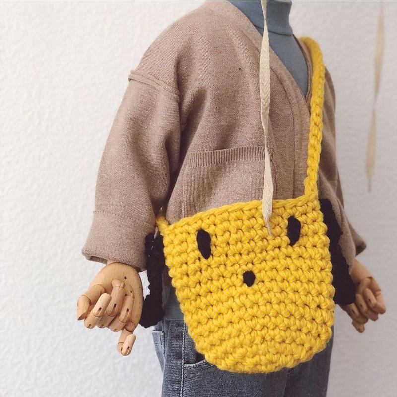 ポシェット ショルダーバッグ キッズ 子供用 女の子 男の子 ミニバッグ 斜めがけ かばん かわいい 可愛い ニット 編み物 犬 イヌ いぬ 動物 ア プラスナオ Paypayモール店 通販 Paypayモール