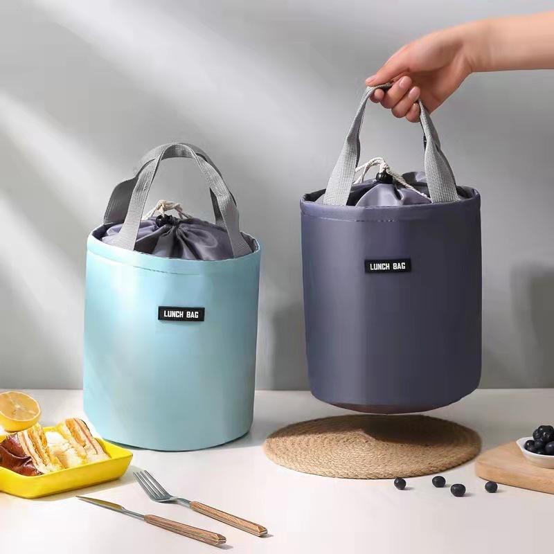 ランチバッグ お弁当バッグ 保冷バッグ 保温バッグ 筒型 円形 持ち手