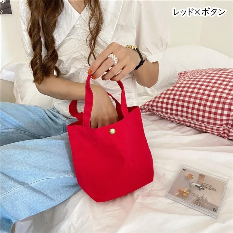ミニトートバッグ ハンドバッグ バッグインバッグ レディース 女性 鞄 カバン コンパクト 小さめ ボタン付き スナップボタン キャンバス地 帆布 無|plusnao|18