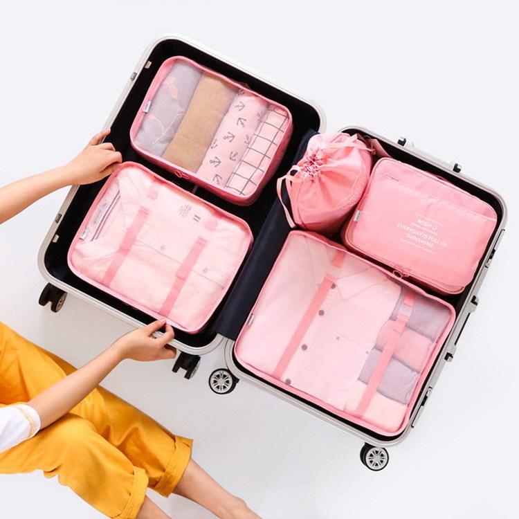 plusnao トラベルポーチ 6点セット 旅行用 衣類収納 小物入れ