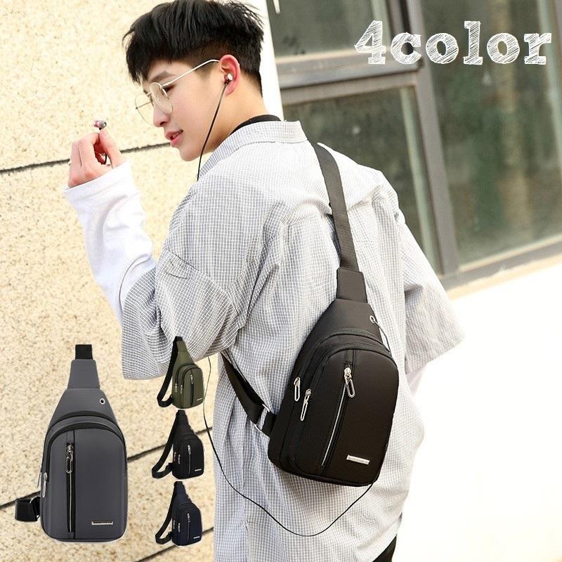 ボディバッグ ショルダーバッグ メンズ 男性 鞄 カバン 肩掛けバッグ ファスナー 防水加工 ジップアップ 肩紐サイズ調節可 イヤホン穴 斜め掛け タ プラスナオ Paypayモール店 通販 Paypayモール