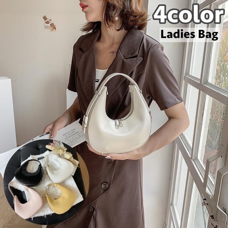 ハンドバッグ 手提げバッグ 三日月型 レディース 女性 カバン 鞄 レザー調 フェイクレザー ファスナー シンプル 無地 合わせやすい 使いやすい お Bag プラスナオyahoo 店 通販 Yahoo ショッピング