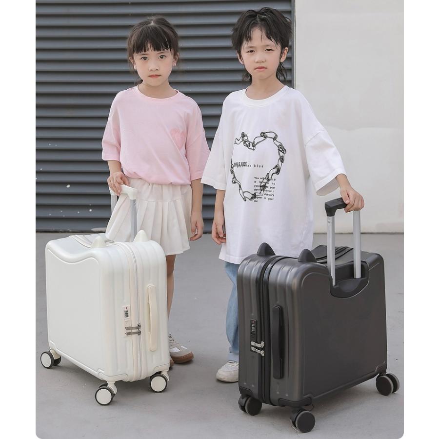 スーツケース 子供用 キッズ用 横型 43L 乗れる 猫型 耳付き キャリー