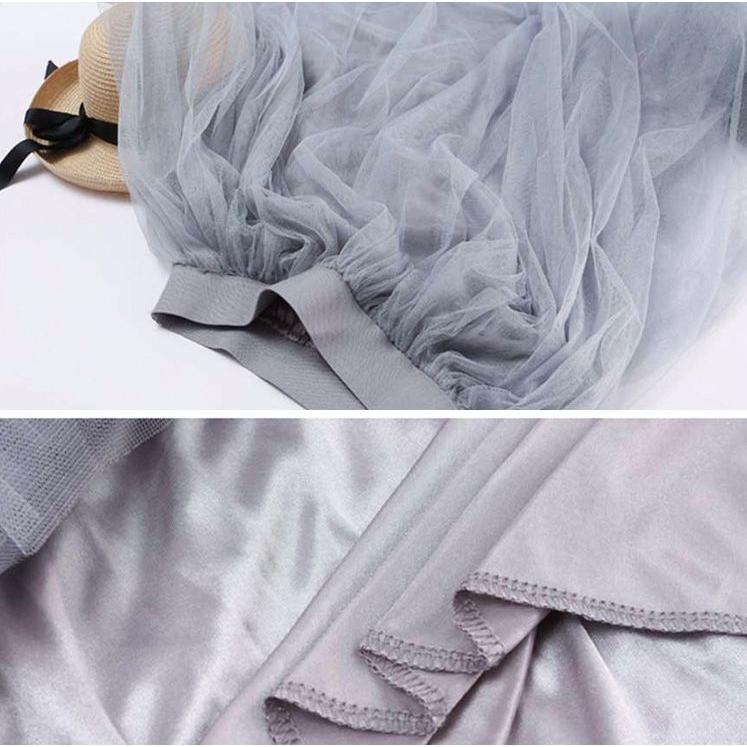 チュールスカート ロング マキシ ミモレ丈 レディース Aライン フレア ウエストゴム 裏地あり 無地 春夏 体型カバー ふんわり | plusnao | 18