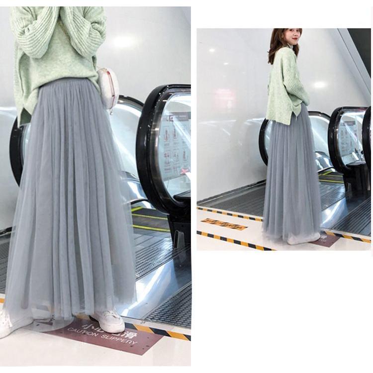 チュールスカート ロング マキシ ミモレ丈 レディース Aライン フレア ウエストゴム 裏地あり 無地 春夏 体型カバー ふんわり | plusnao | 08
