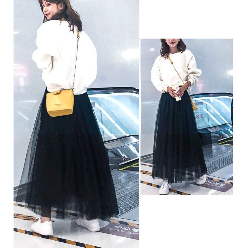 チュールスカート ロング マキシ ミモレ丈 レディース Aライン フレア ウエストゴム 裏地あり 無地 春夏 体型カバー ふんわり | plusnao | 10