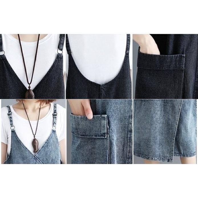 ジャンパースカート レディース 女性 ボトムス 膝丈 ジーンズ デニム シンプル 無地 ポケット クロス カジュアル ジャンスカ 大きいサイズ おしゃ | plusnao | 11