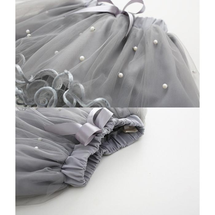 チュチュスカート キッズ チュールスカート レーススカート ミニスカート 子供 女の子 ボトムス ミニ丈 ウエストゴム リボン メロウフリル 透け感 | plusnao | 15