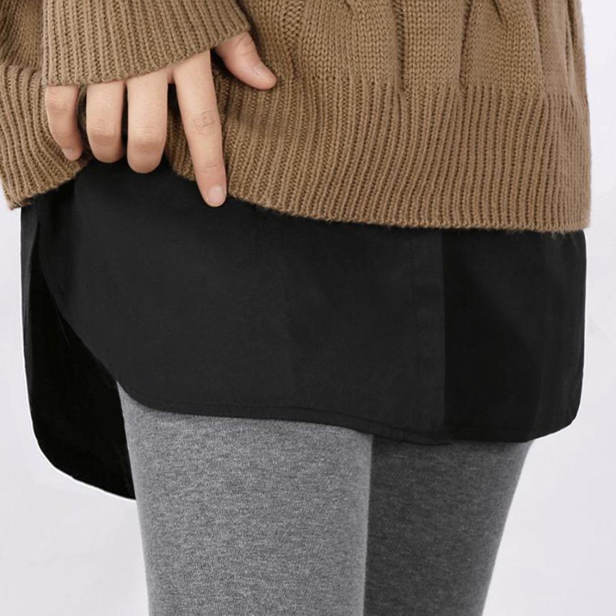 付け裾 つけ裾 フェイクレイヤードシャツ レディース 女性 テールカット ウエストゴム スカート 無地 重ね着風 体型カバー 大きいサイズ カジュアル | plusnao | 14