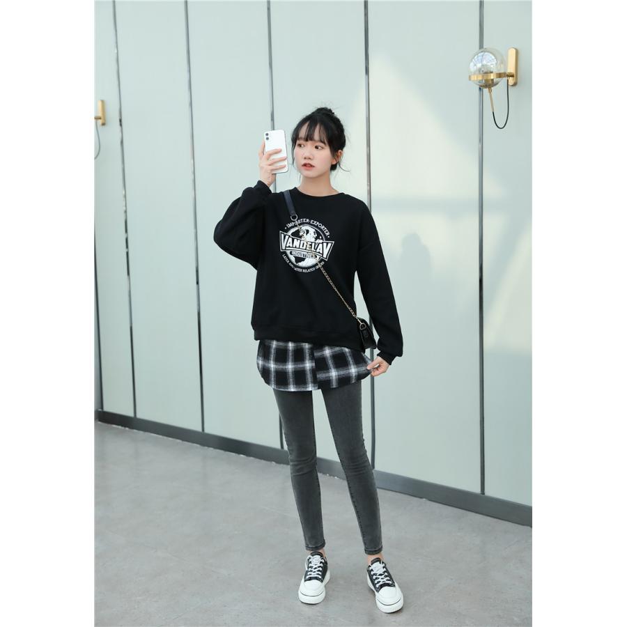 付け裾 つけ裾 フェイクレイヤードシャツ レディース 女性 サイドスリット ウエストゴム ボタン スカート チェック 重ね着風 体型カバー カジュアル | plusnao | 01