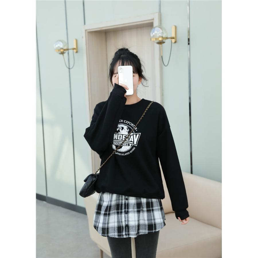 付け裾 つけ裾 フェイクレイヤードシャツ レディース 女性 サイドスリット ウエストゴム ボタン スカート チェック 重ね着風 体型カバー カジュアル | plusnao | 10