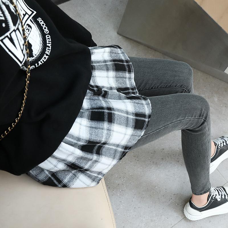 付け裾 つけ裾 フェイクレイヤードシャツ レディース 女性 サイドスリット ウエストゴム ボタン スカート チェック 重ね着風 体型カバー カジュアル | plusnao | 13