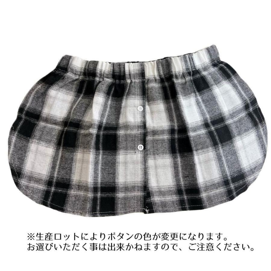 付け裾 つけ裾 フェイクレイヤードシャツ レディース 女性 サイドスリット ウエストゴム ボタン スカート チェック 重ね着風 体型カバー カジュアル | plusnao | 15