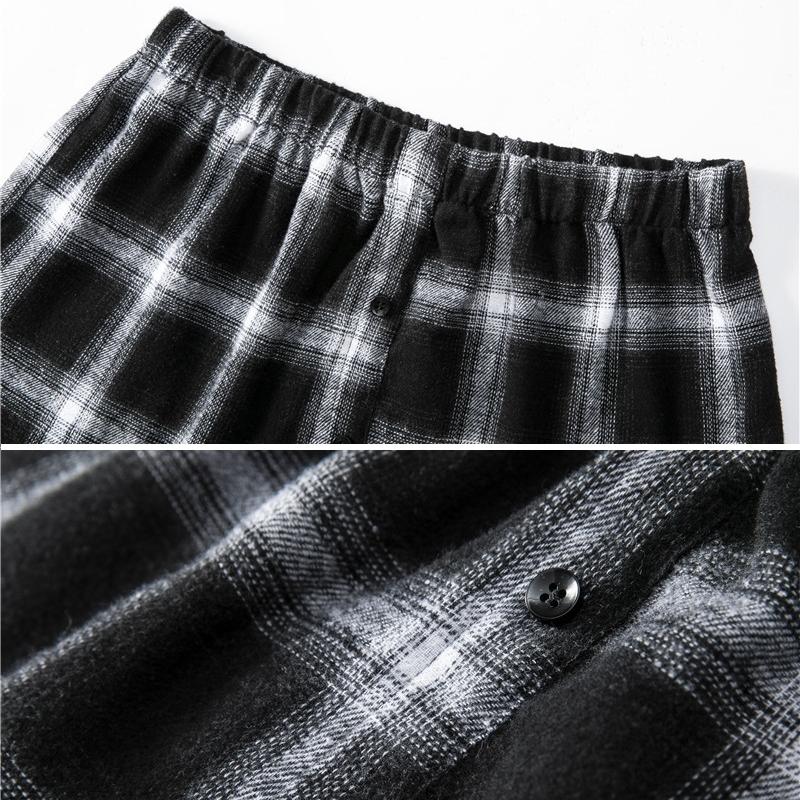 付け裾 つけ裾 フェイクレイヤードシャツ レディース 女性 サイドスリット ウエストゴム ボタン スカート チェック 重ね着風 体型カバー カジュアル | plusnao | 16