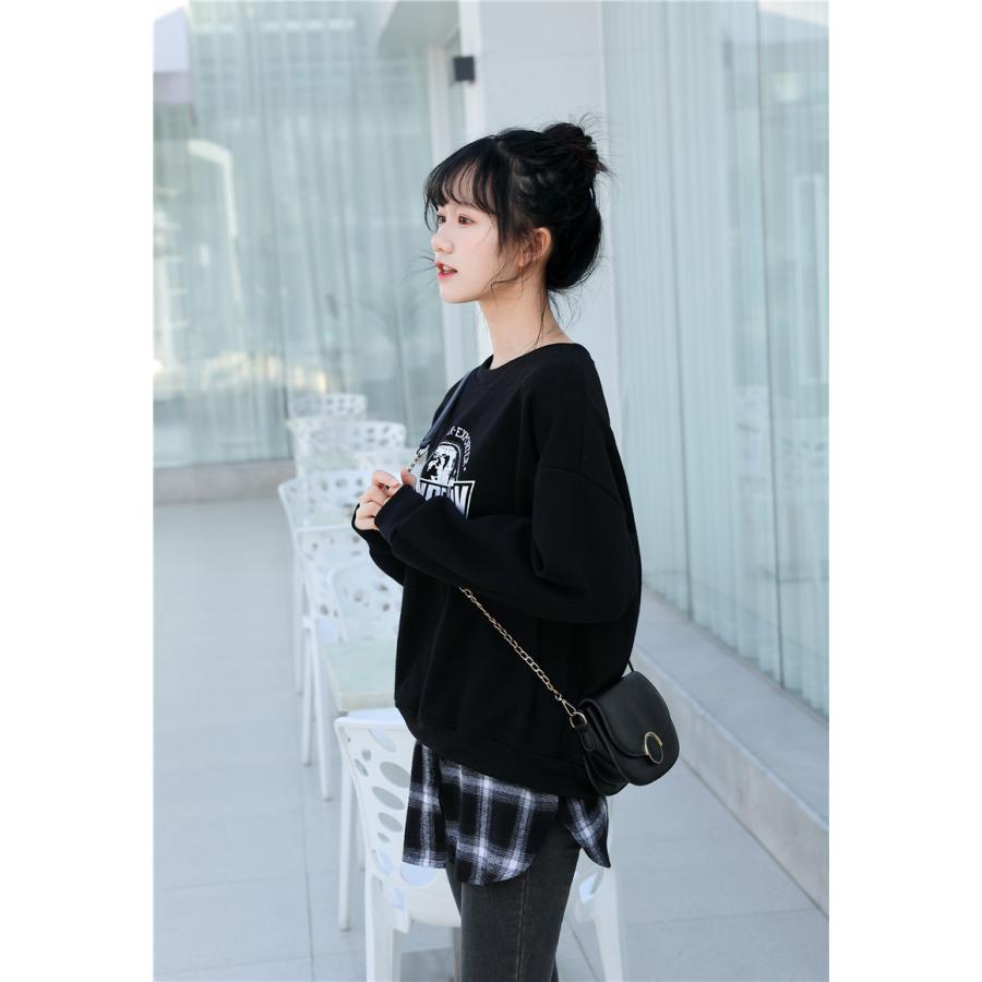 付け裾 つけ裾 フェイクレイヤードシャツ レディース 女性 サイドスリット ウエストゴム ボタン スカート チェック 重ね着風 体型カバー カジュアル | plusnao | 02