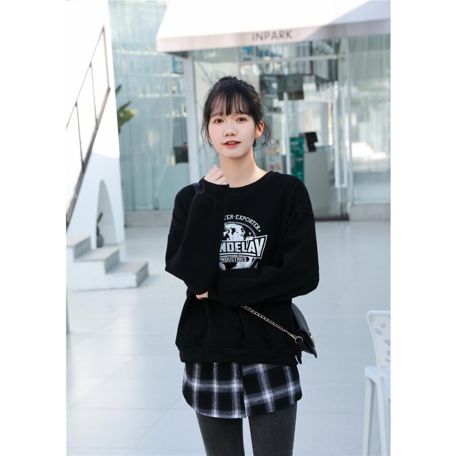 付け裾 つけ裾 フェイクレイヤードシャツ レディース 女性 サイドスリット ウエストゴム ボタン スカート チェック 重ね着風 体型カバー カジュアル | plusnao | 03