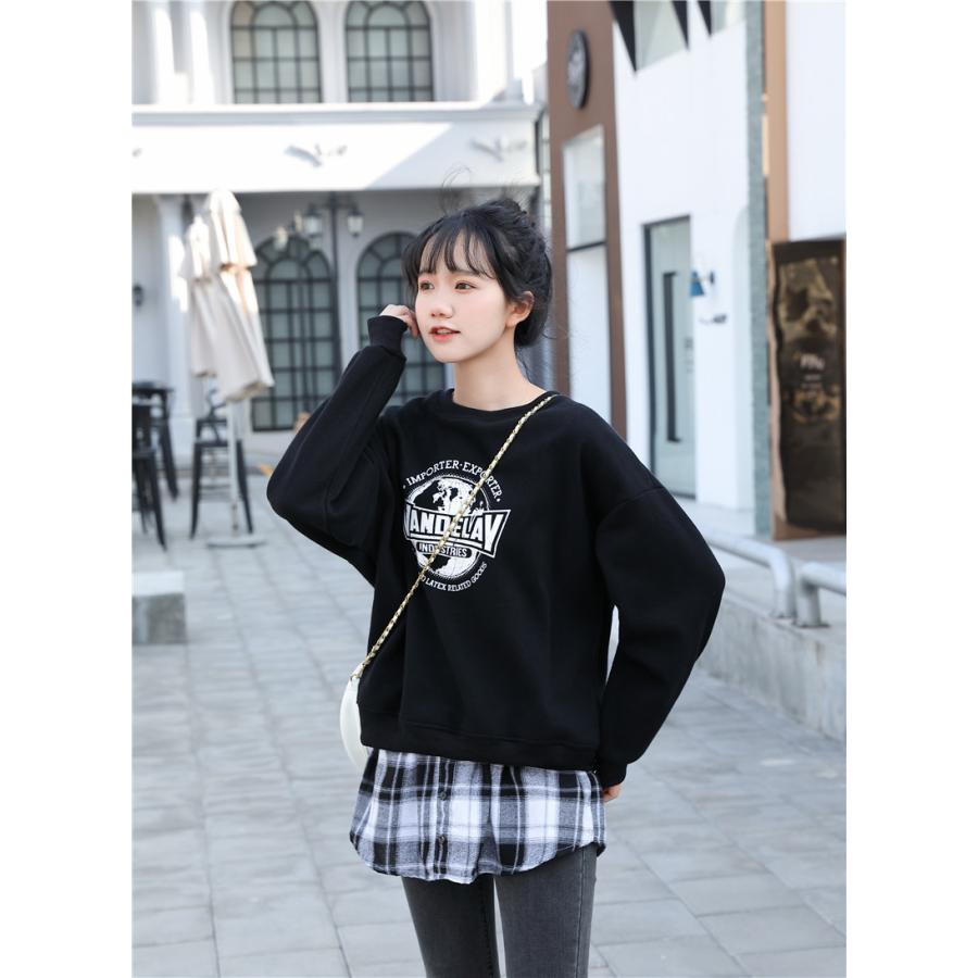 付け裾 つけ裾 フェイクレイヤードシャツ レディース 女性 サイドスリット ウエストゴム ボタン スカート チェック 重ね着風 体型カバー カジュアル | plusnao | 08