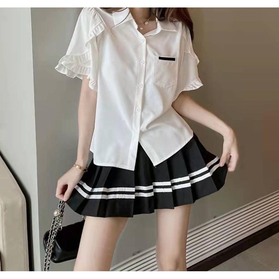 ミニスカート プリーツスカート レディース 女性 ボトムス ライン ミニ丈 ハイウエスト シンプル カジュアル かわいい おしゃれ | plusnao | 05