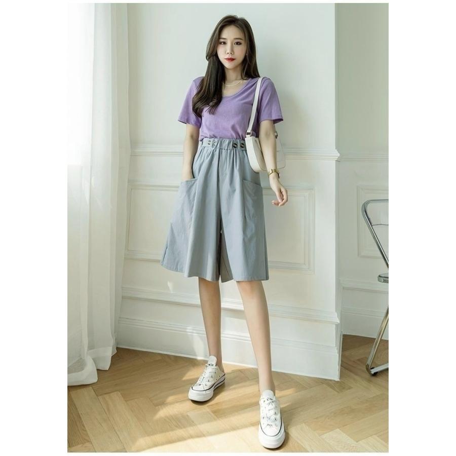 キュロットパンツ キュロットスカート ショートパンツ レディース 女性 婦人服 ボトムス ハーフパンツ スカート風 無地 単色 シンプル おしゃれ か | plusnao | 02