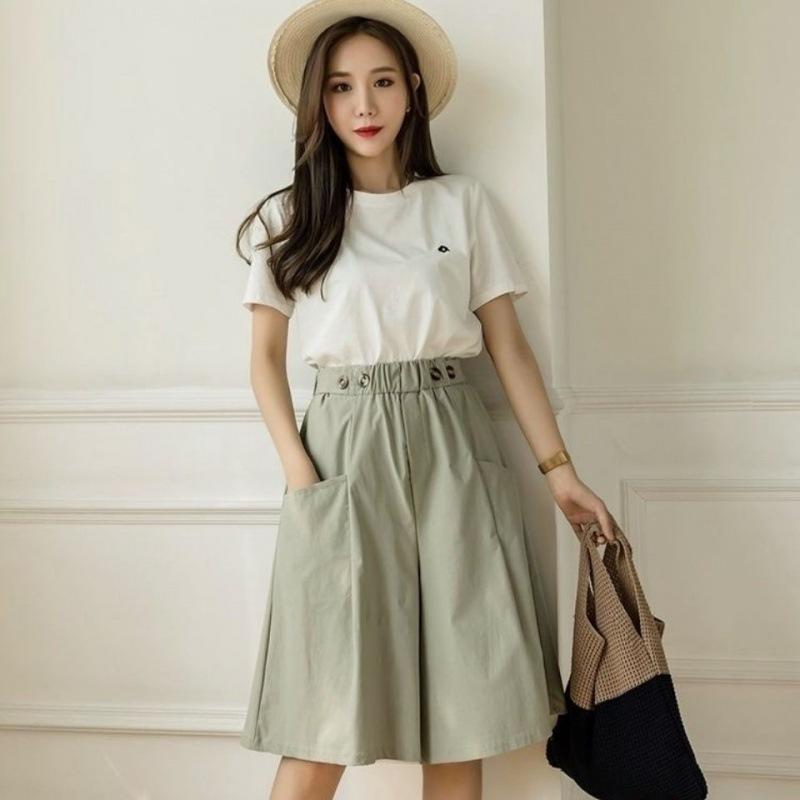 キュロットパンツ キュロットスカート ショートパンツ レディース 女性 婦人服 ボトムス ハーフパンツ スカート風 無地 単色 シンプル おしゃれ か | plusnao | 04