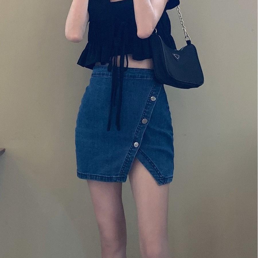 ミニスカート デニム ミニ丈 ラップスカート ウェストリボン AZUL BY MOUSSY | AZUL DENIM ラップミニスカート (スカート