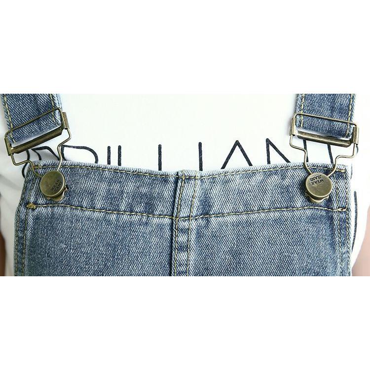 オーバーオール サロペット デニム レディース 女性 ロングパンツ 9分丈 オールインワン 大きいサイズ つなぎ ブルー ジーンズ 定番 胸ポケット | plusnao | 12