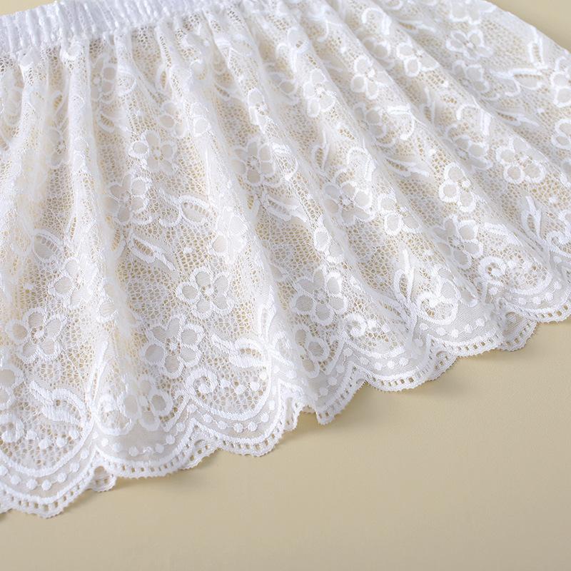 付け裾 つけ裾 重ね着風 レディース 女性用 トップス 無地 レース 花柄 レイヤード風 フェイクレイヤード ウエストゴム スカート風 透け感 型カバ | plusnao | 05