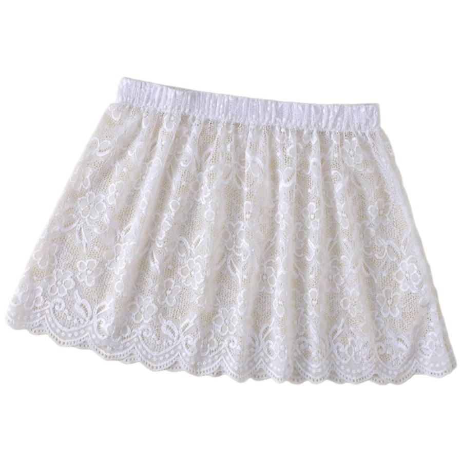 付け裾 つけ裾 重ね着風 レディース 女性用 トップス 無地 レース 花柄 レイヤード風 フェイクレイヤード ウエストゴム スカート風 透け感 型カバ | plusnao | 08