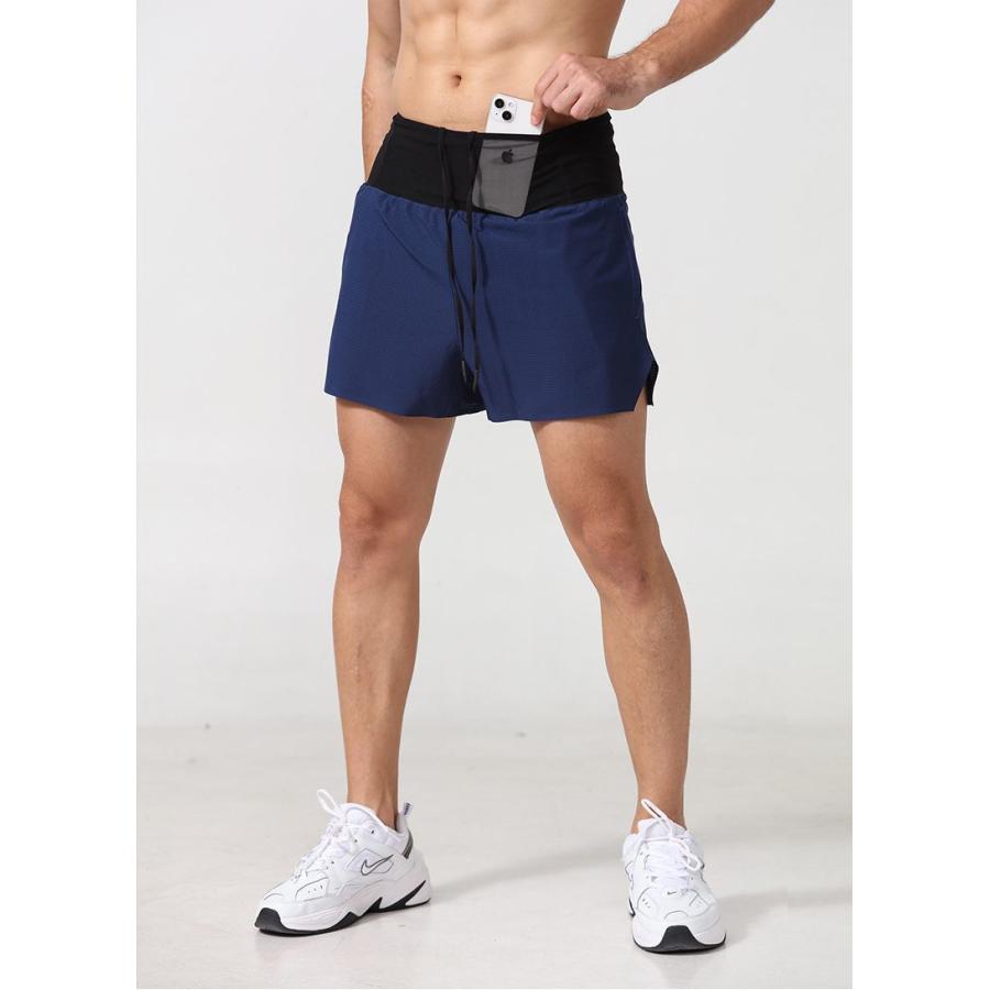 黒 ハーフパンツ ウエストゴム ポケット付き plusnao（プラスナオ） ランニングパンツ ランパン スポーツウェア