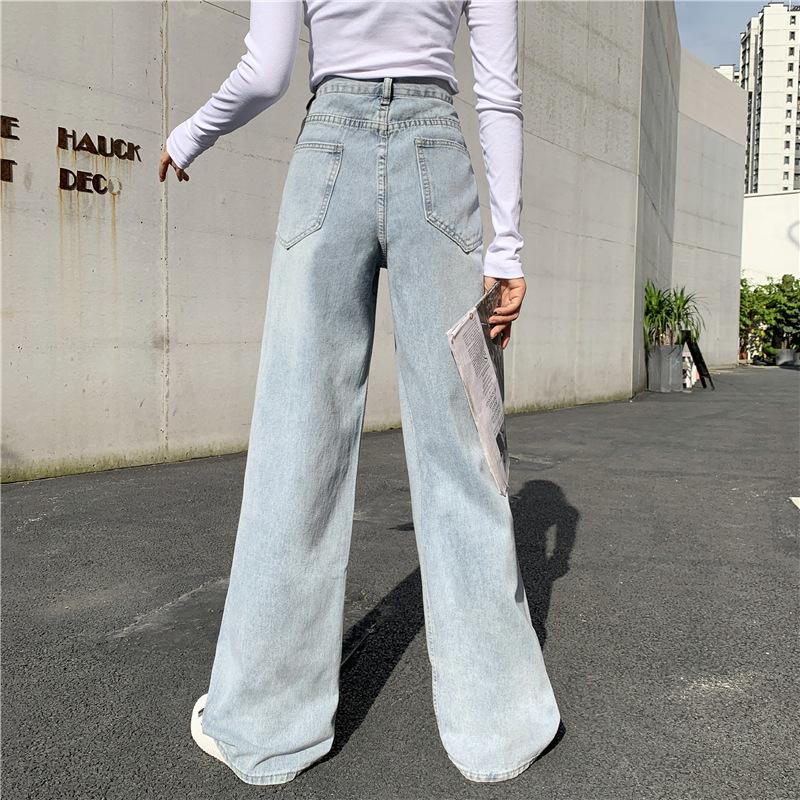 デニムパンツ ジーンズ ジーパン ワイドパンツ レディース 女性 婦人服 ボトムス 長ズボン ストレート ポケット付き ウエストサイズ調節可 ワイド|plusnao|02