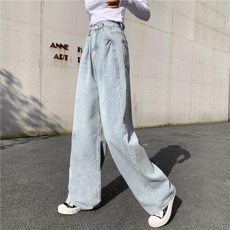 デニムパンツ ジーンズ ジーパン ワイドパンツ レディース 女性 婦人服 ボトムス 長ズボン ストレート ポケット付き ウエストサイズ調節可 ワイド|plusnao|04