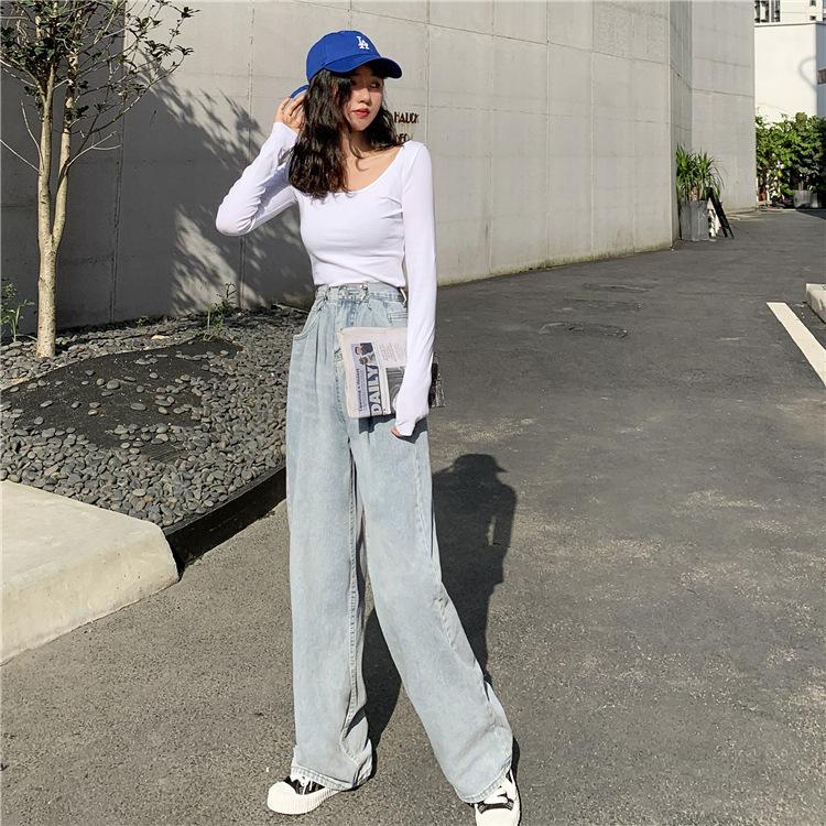 デニムパンツ ジーンズ ジーパン ワイドパンツ レディース 女性 婦人服 ボトムス 長ズボン ストレート ポケット付き ウエストサイズ調節可 ワイド|plusnao|05