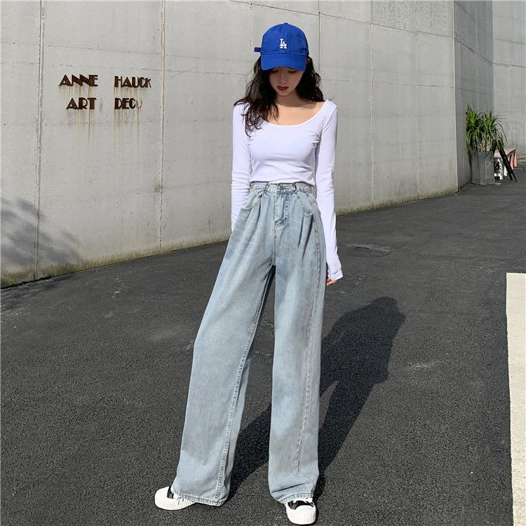 デニムパンツ ジーンズ ジーパン ワイドパンツ レディース 女性 婦人服 ボトムス 長ズボン ストレート ポケット付き ウエストサイズ調節可 ワイド|plusnao|06