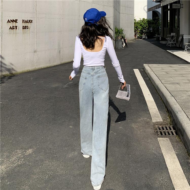 デニムパンツ ジーンズ ジーパン ワイドパンツ レディース 女性 婦人服 ボトムス 長ズボン ストレート ポケット付き ウエストサイズ調節可 ワイド|plusnao|08