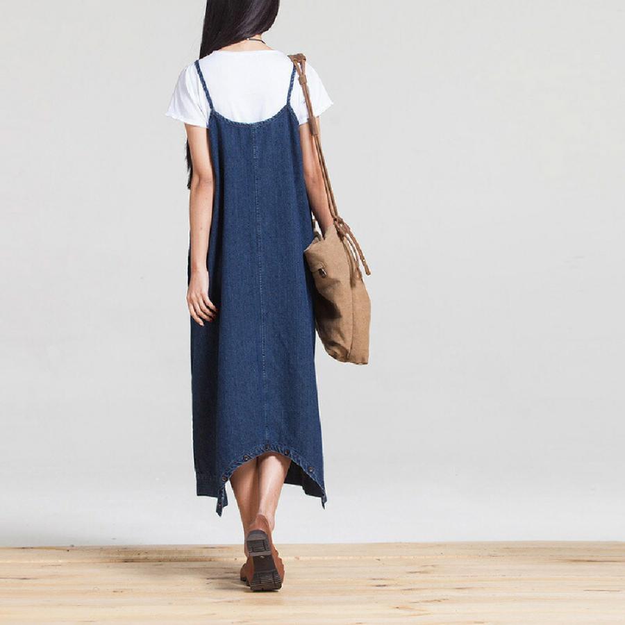 サロペットパンツ スカート 2way レディース オールインワン ワンピース デニム サルエル バルーン オーバーオール サロペット ロング パンツ | plusnao | 03