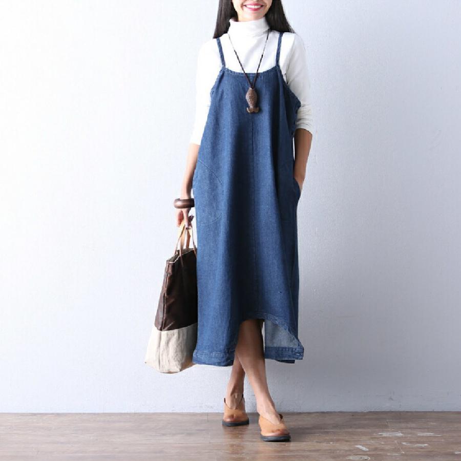 サロペットパンツ スカート 2way レディース オールインワン ワンピース デニム サルエル バルーン オーバーオール サロペット ロング パンツ | plusnao | 05