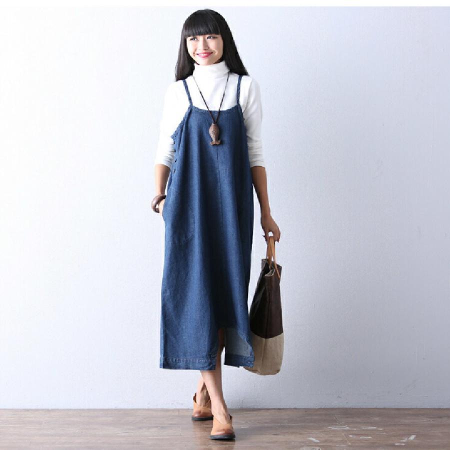 サロペットパンツ スカート 2way レディース オールインワン ワンピース デニム サルエル バルーン オーバーオール サロペット ロング パンツ | plusnao | 07