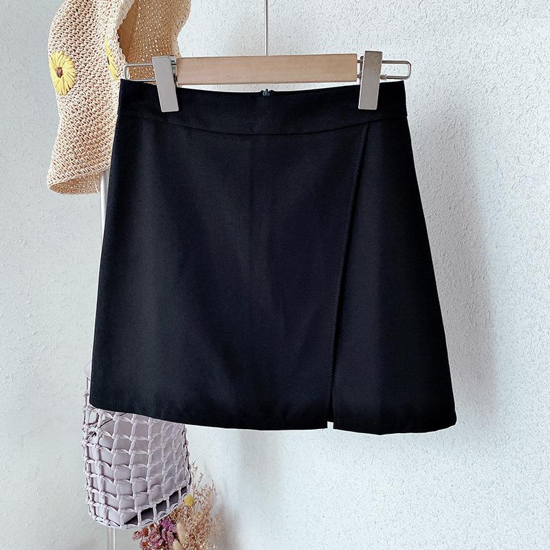 スカートパンツ スカパン 巻きスカート風 ラップキュロットスカート レディース 女性 ボトムス ミニ丈 ジッパー 無地 単色 シンプル お洒落 オフィ | plusnao | 10