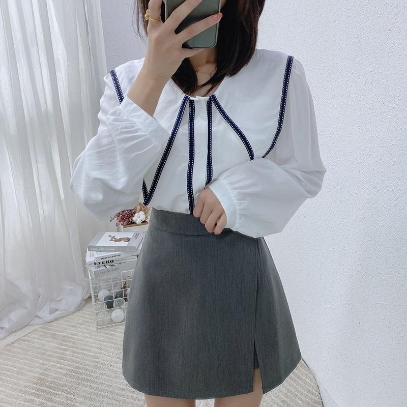 スカートパンツ スカパン 巻きスカート風 ラップキュロットスカート レディース 女性 ボトムス ミニ丈 ジッパー 無地 単色 シンプル お洒落 オフィ | plusnao | 03